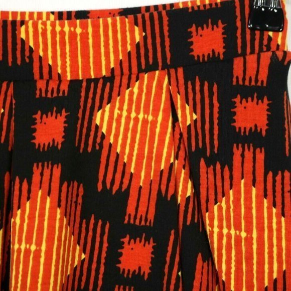 LuLaRoe Madison A-Line Pleated Skirt Orange Yellow Black M Medium - Picture 8 of 12